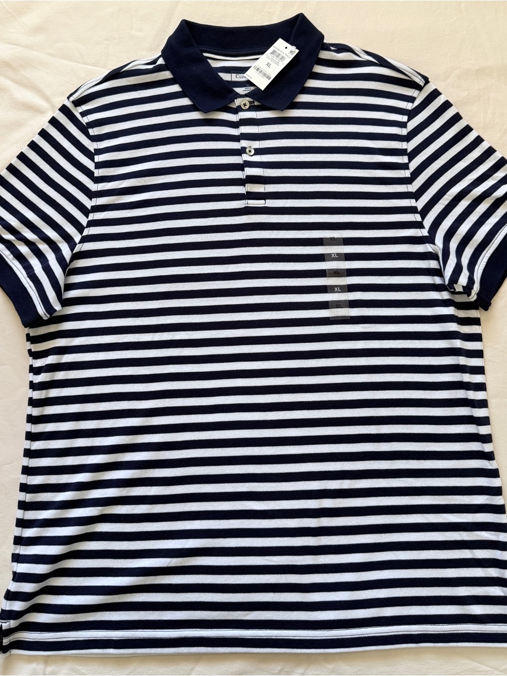 Club Room Navy and White Striped Polo Shirt